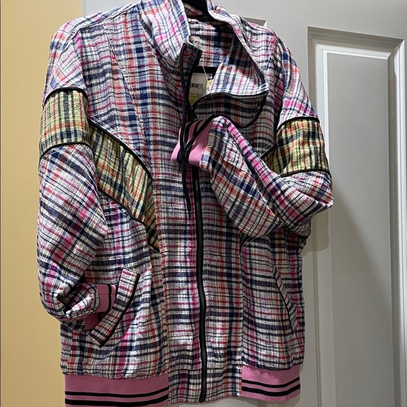 We The Free Jackets & Blazers - We The Free Colorful Plaid Bomber Jacket with Pink Accents
